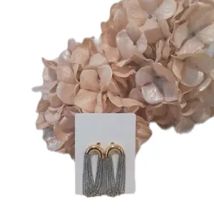 PC Pattys Collection Stainless steel 18k gold plated hypoallergenic two tone post dangling chain earrings