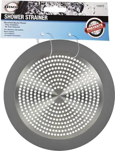 Shower Drain Strainer in Brushed Nickel Prevents Clogs 5-3/4 inch Stainless Steel Hair Catcher
