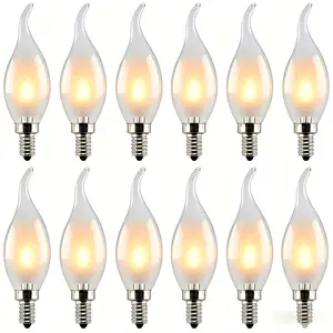 4W Dimmable C35T Frosted Flame Tip Led Candelabra Bulb E12 2700K 320Lm 25000H 12-Pack