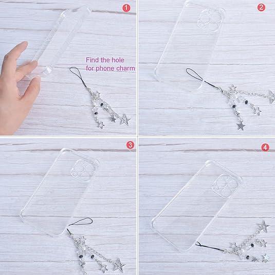 1-4PCS Cute Y2K Phone Charms – Aesthetic Strawberry, Butterfly & Star Beaded Strap for Phone, Keychain, AirPods, Bag & Camera Accessories