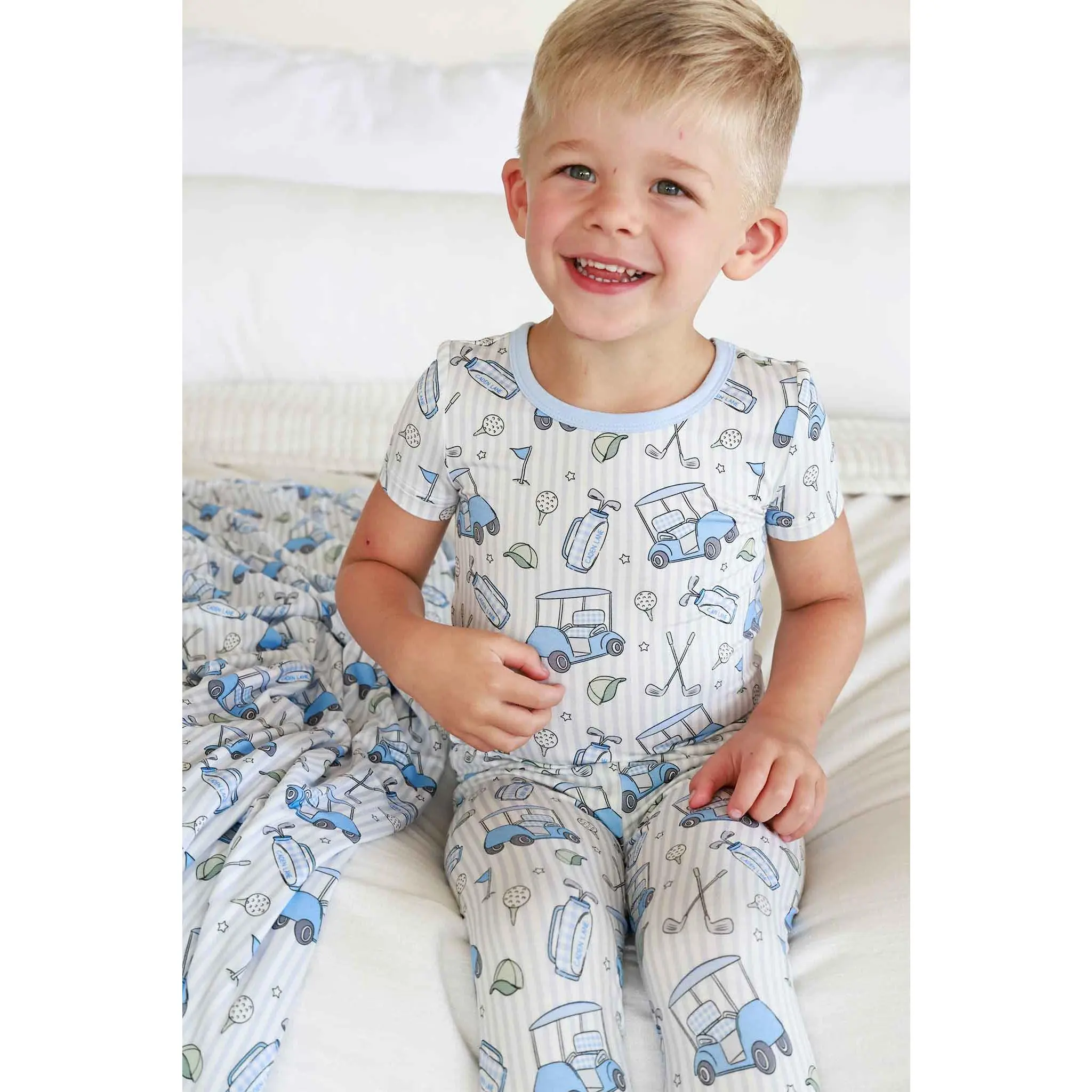 Two-Piece Bamboo Pajama Set | Caddie Crew Blue