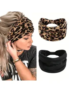 Leopard Print Wide Hair Band, Sweat Absorbing Elastic Hair Band, Soft Breathable Hair Band for Women & Girls, Fashion Hair Accessories for Daily Wear
