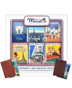 Sacré Marcel – Map of France Gift Box with 6 Mini Chocolate Bars