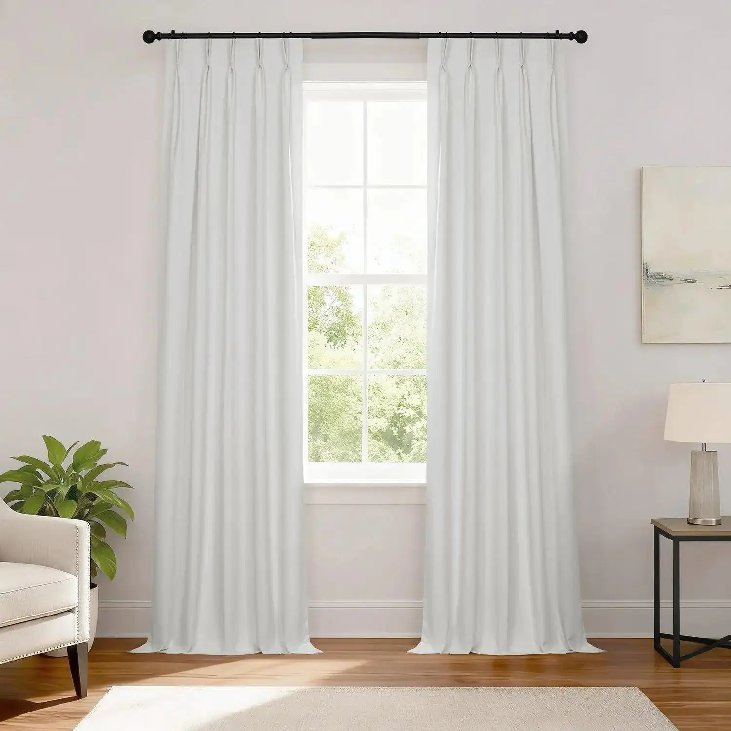 Half Price French Pleat Performance Linen Blackout Bedroom Curtains - Home Decorative Pleated Window Drapes, Home Decorative Curtain