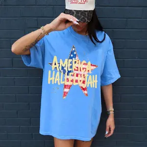 Comfort Colors® America Hallelujah Shirt, Patriotic Fourth of July T-Shirt, USA Flag Star Graphic Tee