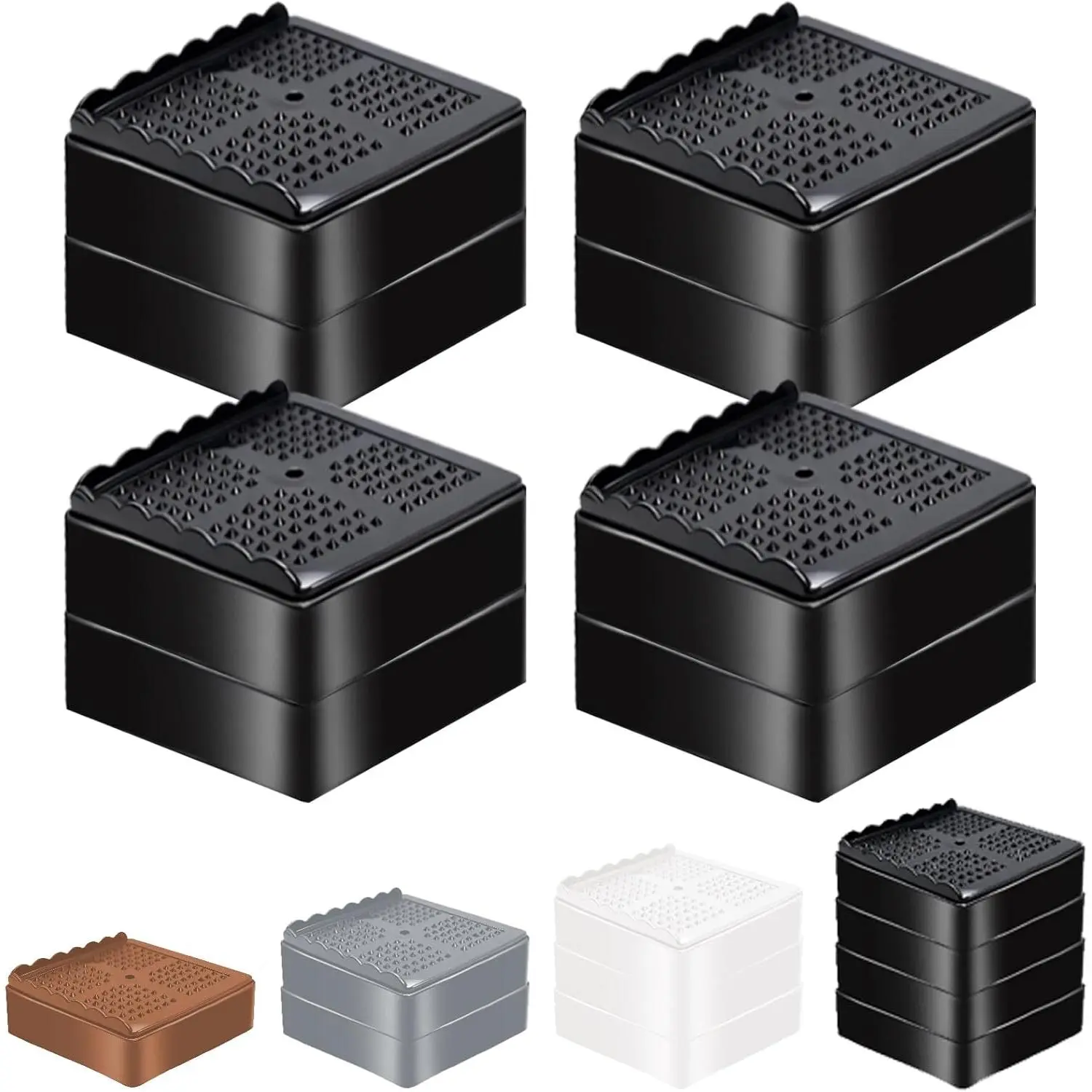 Heavy Duty Adjustable Furniture Risers Lift 2 3 4 Inches for Bed Couch Sofa Table Desk Chair Refrigerator Washing Machine, Black 4 Pack 2 Inch, Support Up to 4000 Pounds