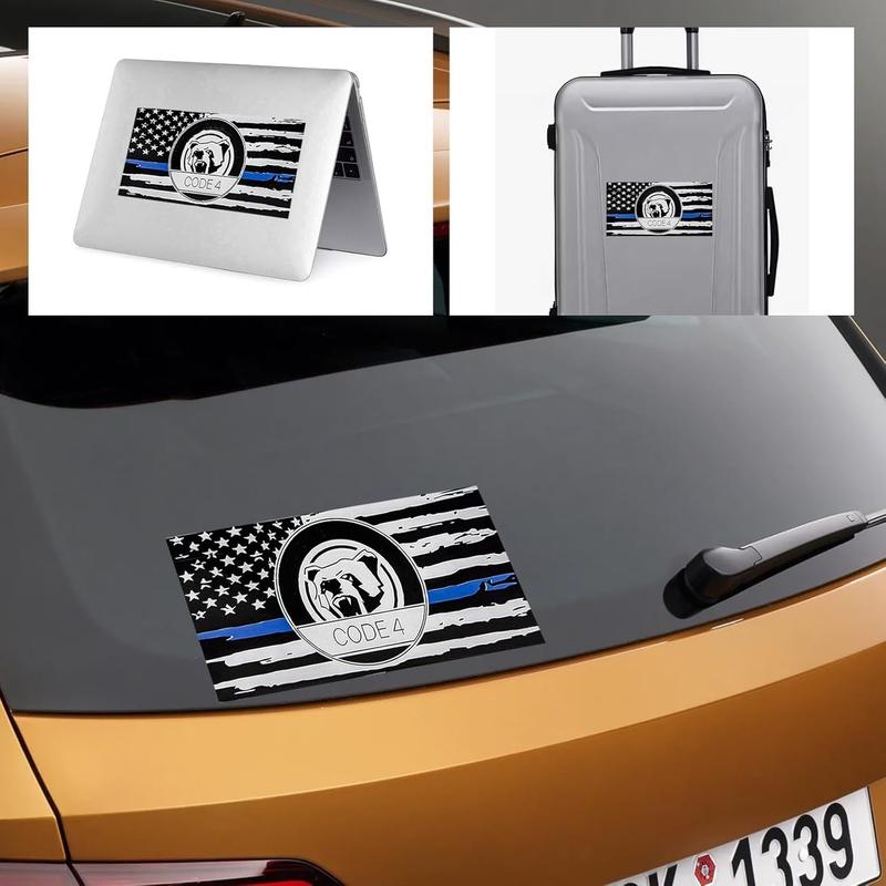 5PCS Thin Blue Line Sticker Code 4, Police Support Sticker American Flag Thin Line Decal, Waterproof Thin Line Flag Stickers Support Law Enforcement for Car Window Laptop