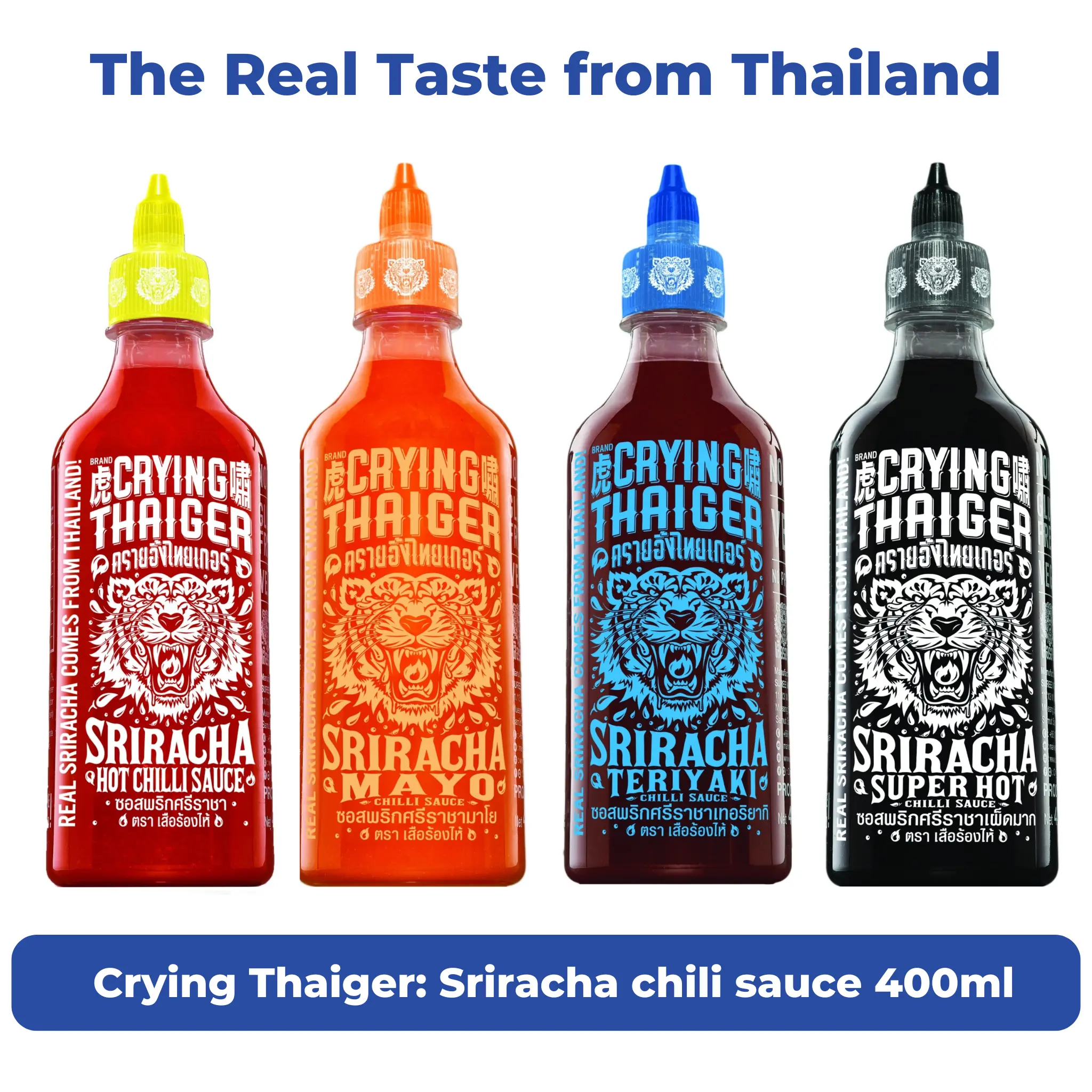 Crying Thaiger Gluten-Free Super Hot Sriracha Chili Sauce, 400ml Thai Chilli Peppers Sauce with Glucose Syrup, 0.021% Potassium Sorbate (E202), 0.40% Oleoresin Capsicum, GMO-Free for Dipping, BBQs, Sriracha Teriyaki Cooking Staples, Hot Chili Sauce