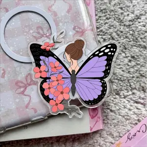 Butterfly Girl Floral MagSafe Phone Grip, Purple Butterfly Wings Griptok, Cottagecore Aesthetic Phone Stand, Floral Tattoo Inspired Accessory, Soft Girl Gift for Her