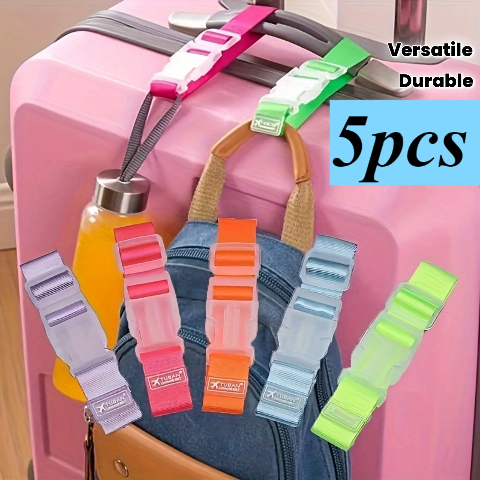 5 Piece Adjustable Travel Luggage Straps, Quick Release Buckle, Lightweight Nylon, Durable Polyester Fiber, Versatile Travel Accessories, Durable Travel Accessory, Ideal for Backpacks and Suitcases