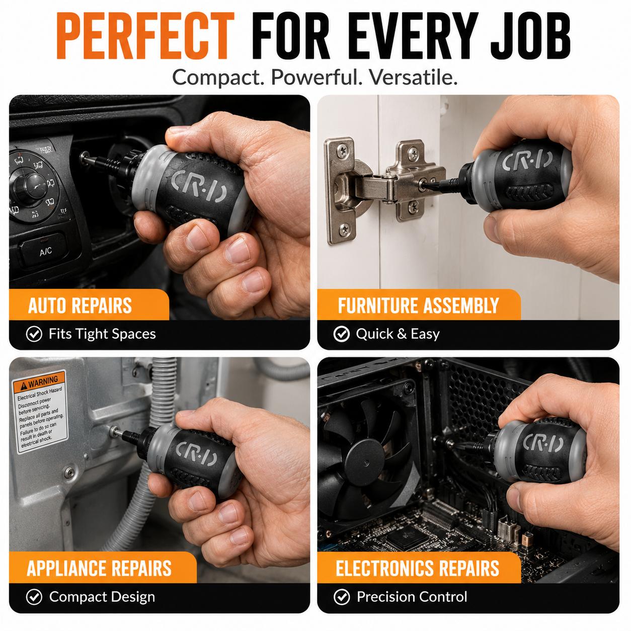 Magnetic Screwdriver Combo - 8 Bits Compact Multi-Tool with Flat-Head Screwdriver Bits, Pocket-Size Gadget for Home Maintenance, Home Improvement