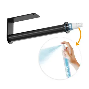 SpaceAid®  SprayNeat Paper Towel Holder with Spray Bottle, Under Cabinet Paper Towels Holders with Sprayer Inside Center (Black)