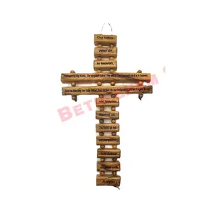 Olive Wood Our Father Wall Cross Hand Made from the holy land Decor Religious