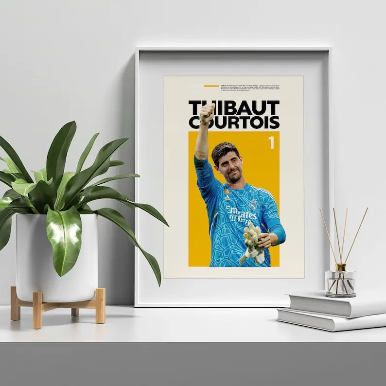 Thibaut Courtois, Real Madrid, Sports Poster, High Resolution, Soccer Fan Gift Idea, La Liga Poster