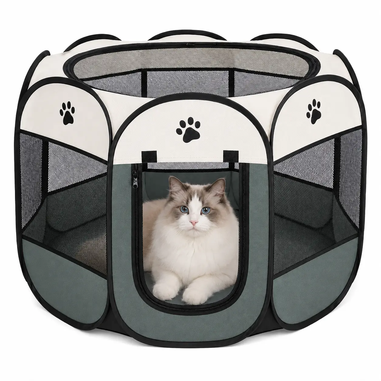 【DealsForYouDays】RoamPaws Foldable Soft-Sided Dog & Cat Playpen, 360° Breathable Mesh Portable Pet Enclosure, Easy Storage, Travel-Patio Use, Recovery-Friendly, Indoor/Outdoor Gift for Pet Lovers