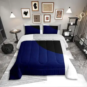 Feelyou Watercolor Striped Comforter Set - Modern Graffiti Art Geometric Abstract Bedroom Bedding, Bohemian Patchwork Decorative Bedding, Bold Lines Duvet Insert, Boho Bedding, Bedroom Bedding Set, Decorative Bedding Set
