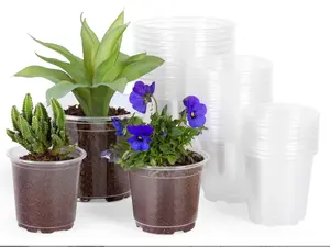 JERIA 30 Pack 5/4/3.5 Inch Clear Nursery Pots with Drainage Holes, Clear Plant Pot for Planting, Transparent Plastic Plant Pots,Durable Seed Starting Pot for Succulents