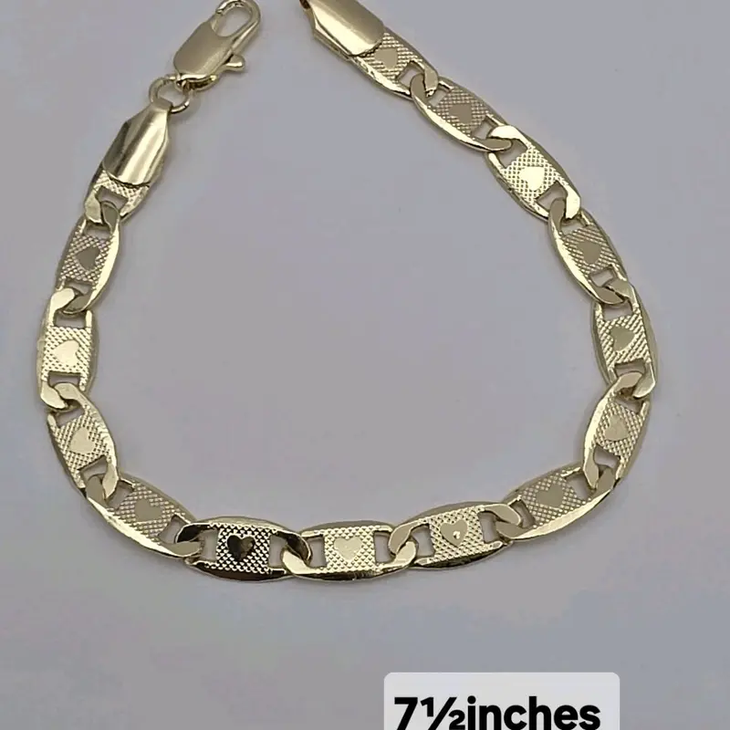 love fashion hearts shapes bracelet GOLD-PLATED 7 ½inches beautiful style 6MM