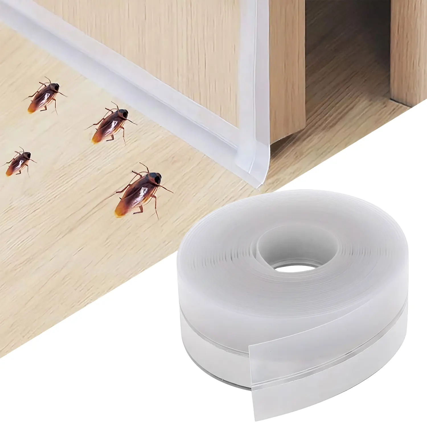 Upgraded Weather Stripping Door Seal Strip - 1.4inch Silicone Strip Bottom Draft Insulation Stopper Weatherproof Soundproof, No Residue Door Draft Stopper for Doors Windows Shower Glass Gap