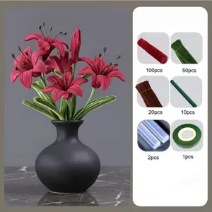 183-Piece Lily Flower Twisty Stick Craft Kit, DIY Floral Projects, Wedding Bouquets, Party Decorations, Bright Colors, Graduation Gift