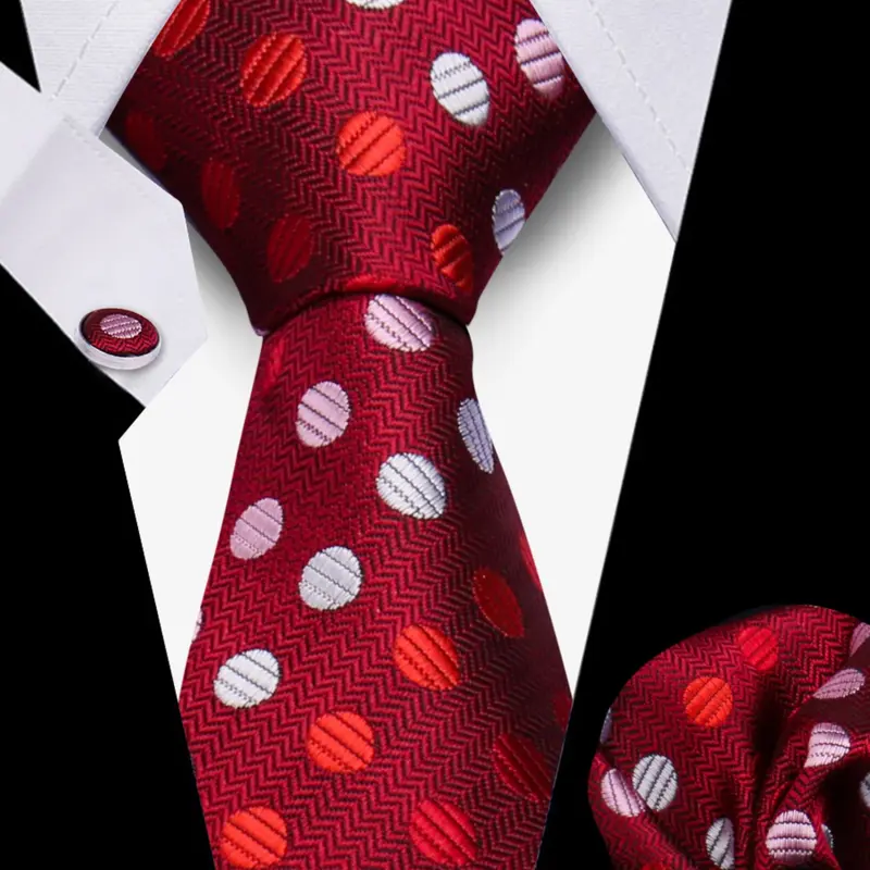 Men's Fashion Accessory Set, Woven Fabric, All-Season Casual Style, Casual Elegant Tie, Perfect for Weddings & Business Events, Includes Tie, Handkerchief, Cufflinks