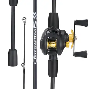 Sougayilang Fishing Gear Set, 6FT Casting Fishing Rod and 7.2:1 Gear Ratio with 4 Strands Braided Multicolour Fishing Line for Outdoor fishing supplies