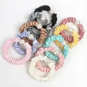 【Mother's Day gift】 Buy 5 get 5 free, Elegant Satin Faux Pearl Hair Tie, Elastic Hair Band for Women, Gentle on Hair, Hair Accessories,Vicafan Gift