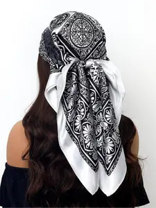 Women's Vintage Floral Print Square Scarf, Boho Style Bandana for Women & Men, Fashion Accessories for Daily Wear