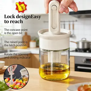 1pc silicone basting brush oil bottle, kitchen oil brush, 2-in-1 oil bottle with silicone brush, suitable for cooking vinegar, sauces, barbecue, and frying, Grill Brush