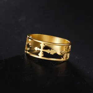 Minimalist Cross Band Ring – Matching Couple Jewelry, Faith-Inspired Gift