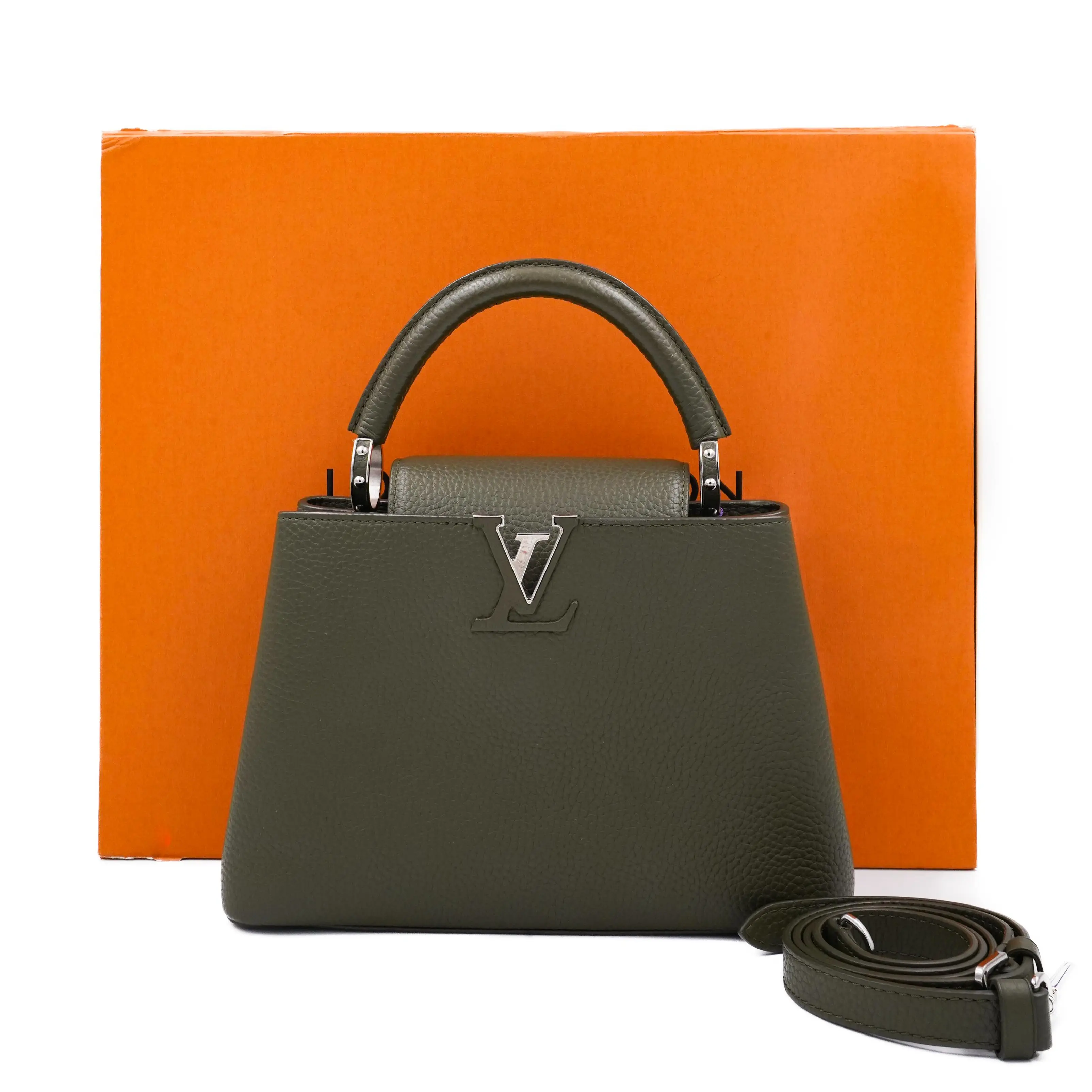 Pre-owned Louis Vuitton Leather Top Handle Bag Capucines BB Green JM JM263