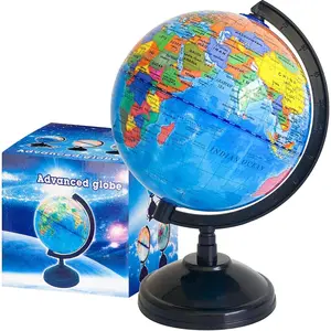 6'' Educational Rotating World Globe with Stand, Decorative Political World Map Globe for Kids, Classroom Geography Teaching & Kids Room Decor