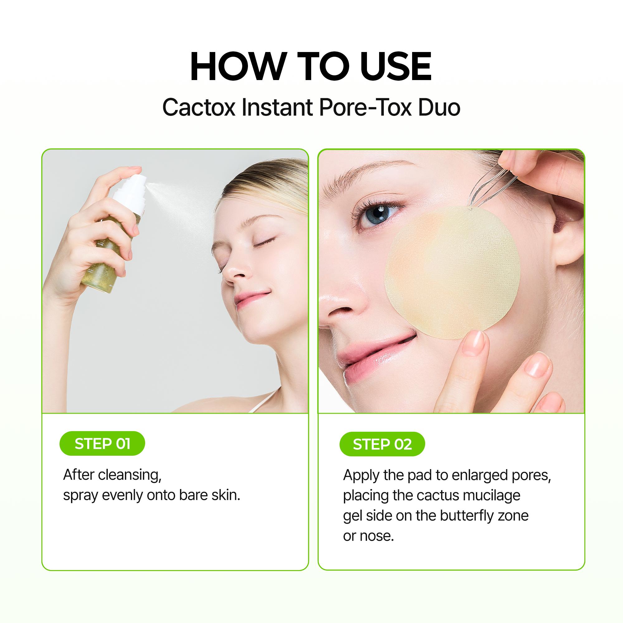 [Dr.Melaxin Official] CACTOX Pore Relief Jelly Toner Pads & Serum Mist Duo with Cactus Cooling Reduce Puffiness & Pore Tightening for Visible Pore Care Skin Repair