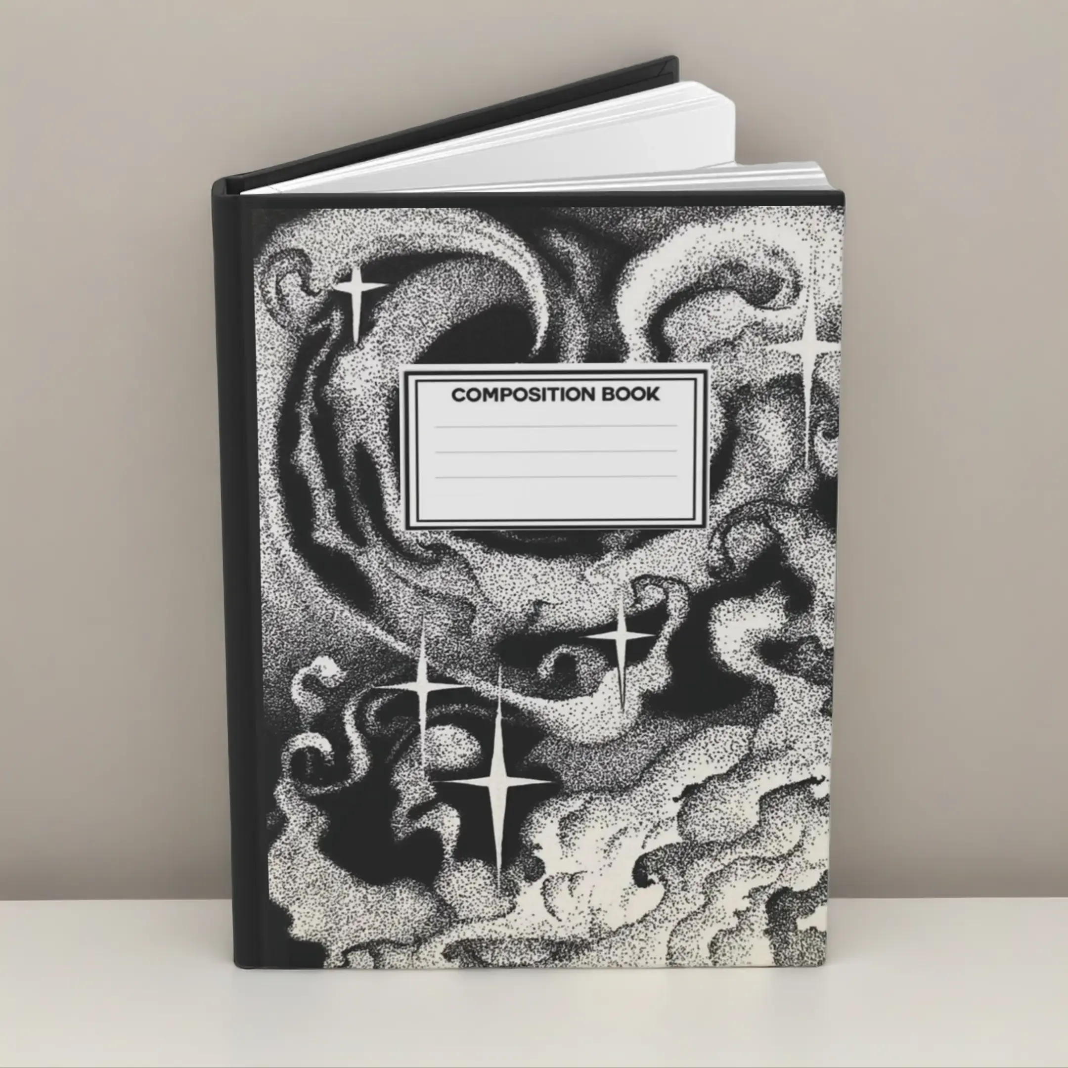 Stippled Swirl Stars Composition Notebook Journal