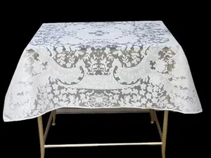 Alteza Cream / Ecru Color Lace Tablecloth. Floral Design. Square table topper -40"x40" Square