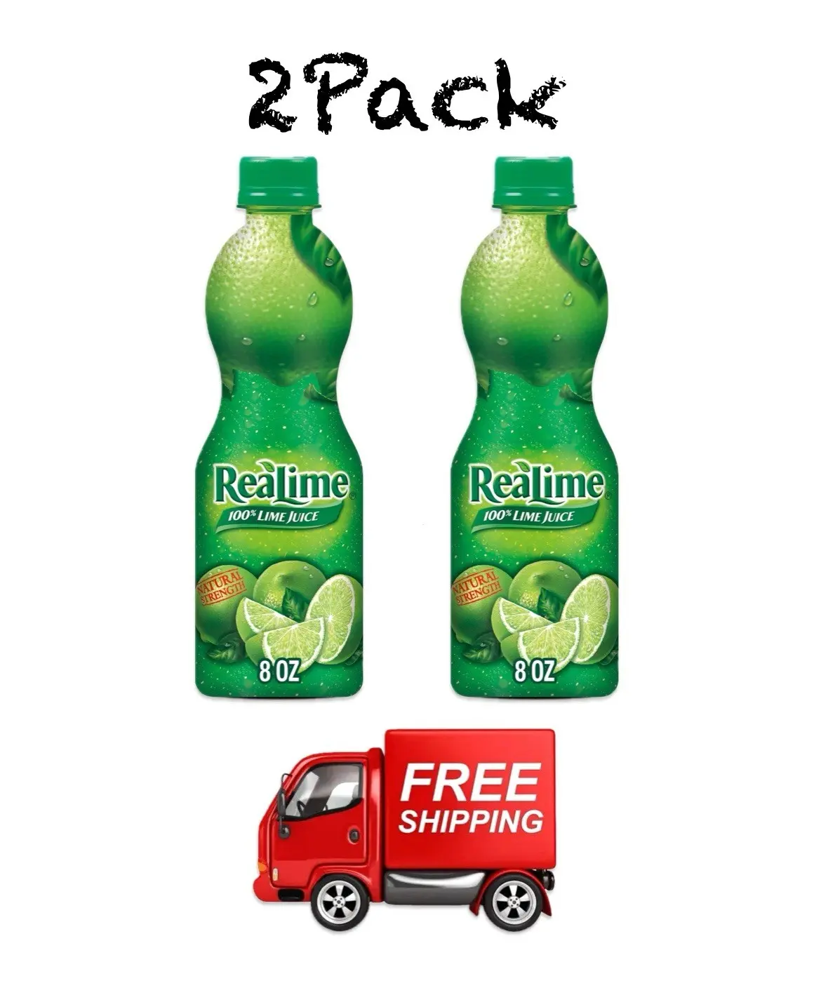 ReaLime 100% Lime Juice, 8 Fluid Ounce Bottle 2Pack