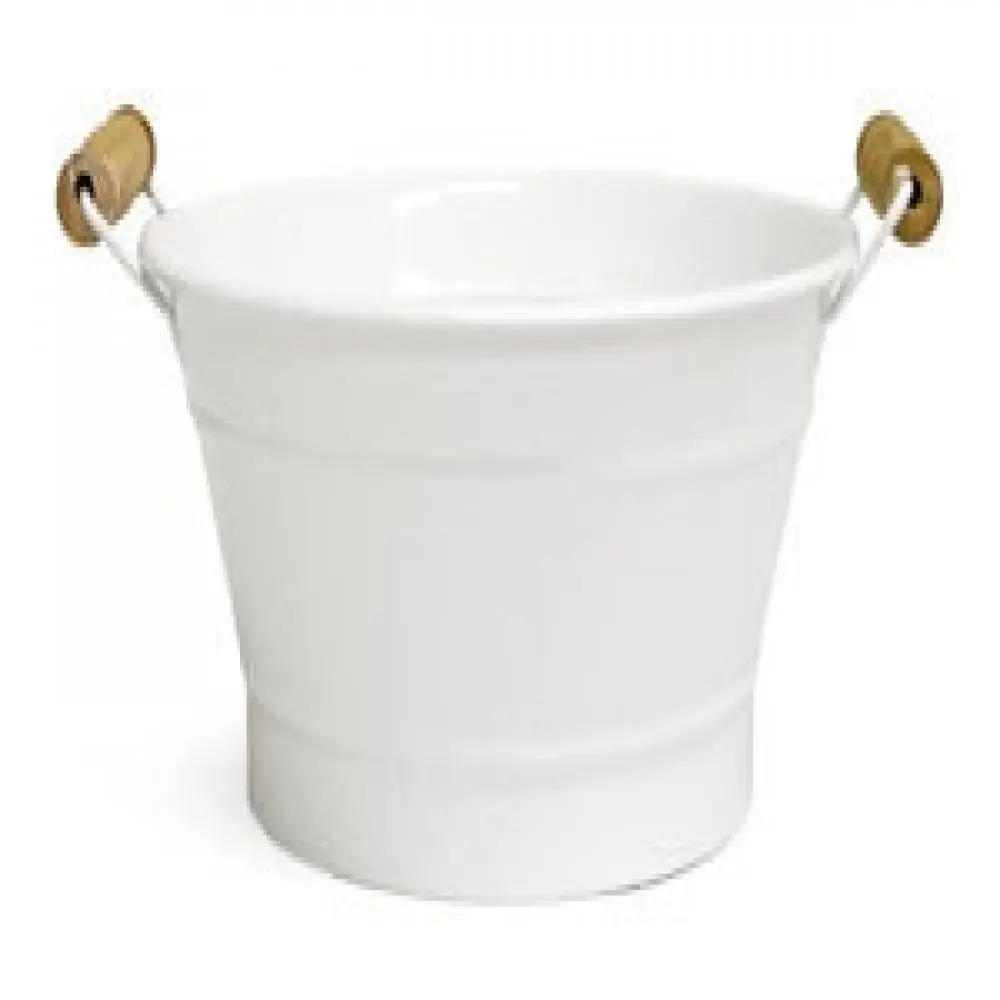 212 MAIN AI-GA2425WH-Q01 White Bucket with Wooden Handles, Home Cleaning Supplies for Home Care Tasks, Clean