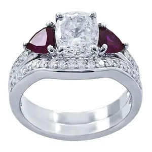 Diamonique & Simulated Gemstone Bridal Ring Set,Platinum Clad Diamonique & Simulated Gemstone Bridal Ring Set,Platinum Clad