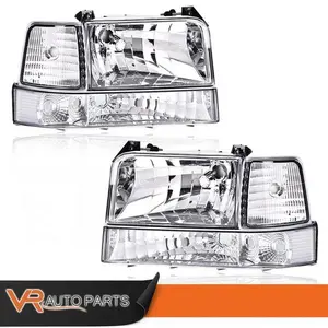LED DRL CHROME CLEAR CORNER HEADLIGHT LAMP  FIT FOR 92-96 FORD F150 F250 F350