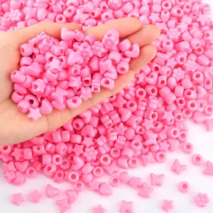 500 count Boxed  Pony Beads Set with  Heart Butterfly Flower Shapes, Assorted Shaped Pony Beads for DIY Bracelet Necklace  Making,  Craft Bead