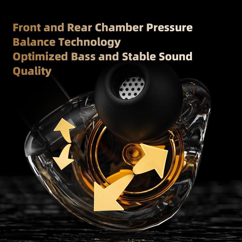 Wired Gaming Headphones IEM Earphones with 1DD，QKZ in Ear Monitor, HiFi Earbuds, Bass Sound with New 11mm Dynamic Driver for Video Music Gaming