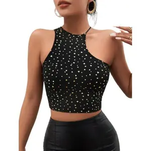 Heart Print Asymmetrical Crop Top