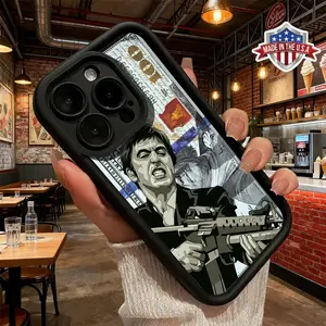 Cool Vintage Gangster Portrait Money Dollar Pattern Phone Case for iPhone 17 16 15 14 Pro Max 13 12 11 XR XS Plus Air Samsung Galaxy S25 S24 S23 Slim Shockproof Anti Drop Protective Durable TPU Cases