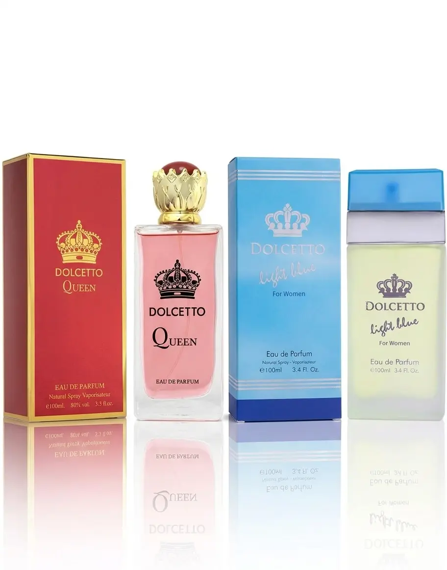 Dolcetto Perfume Bundle - Queen & Light Blue - Women's Fragrance 3.4oz EDP Each - Urban Collection