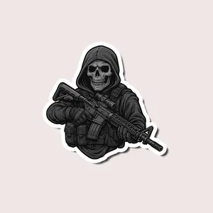 Grim Reaper Dad Sticker, Tactical Skull Soldier Decal for Military Fathers, Badass Father’s Day Gift for Army Dads, Helmets, Cars & Gear