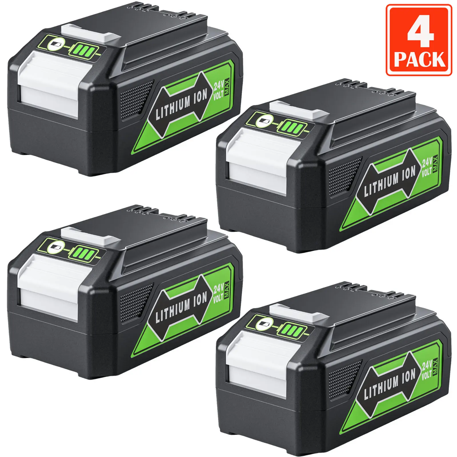 4 Pack 6.0Ah 24V Lithium Replacement Batteries for Greenworks - Efficient Power, Extended Use for Lawn Mowers, Trimmer, Weed Blower (Compatible with 29842, 29852, LB24A020)