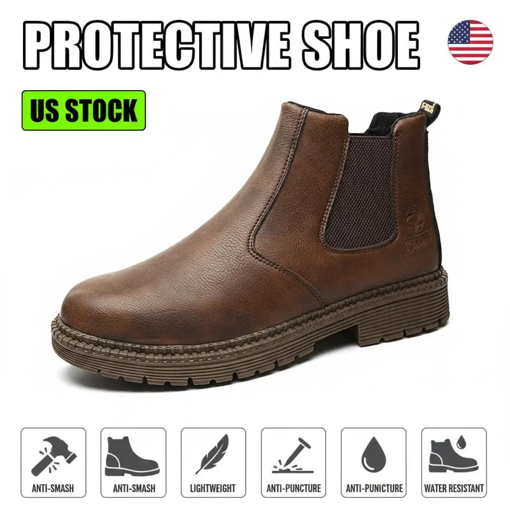 Women's Unisex Slip-On Synthetic Work Clogs - Steel-Toe, Puncture-Proof, Anti-Skid Sole, Water-Resistant, Breathable, Chic Round Toe Safety Shoes for Chefs