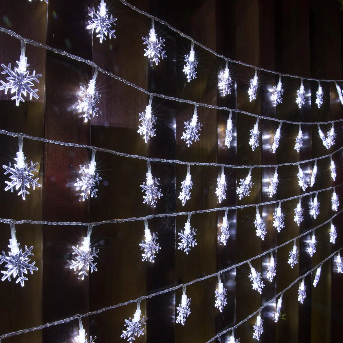 Christmas Snowflake Fairy Lights - 100-LED, 49 FT Plug-Powered, Plastic & Metal, 8 Modes, Waterproof, Extendable Contemporary Decor for Indoor & Outdoor Romance, Valentine's Day, Birthday Wall Hanging Fairy Tale Use