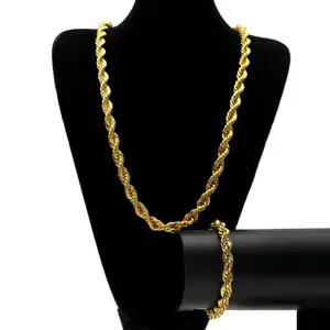 Men's Hip Hop Twisted Chain Bracelet Necklace Set, length30in Necklace  length8.26in Bracelet,A Perfect Gifts For Lovers, Friends, Boyfriends, Girlfriends, Wife, Husband, Thanksgiving, Independence Day, Holloween, Black Friday, Chrisatmas and New YearS393