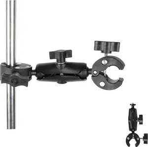 Double Clamp Camera Mount Bracket,Monitor Magic Socket Arm w/1/4"-20 Ball Head for Desk Photo Studio Light Stand, Photography Reflector, Photo Boom Stand, Cross Bars, Umbrella, Insta360 Accessories